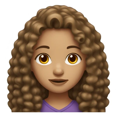 light skin girl with brown eyes and long dark curly hair sticker