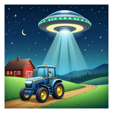 UFO abduction scene with a human being lifted by a tractor beam at night sticker
