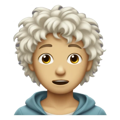 Boy crying with fluffy hair white boy  sticker