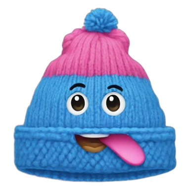 blue triangle with a pink woolen hat sticker