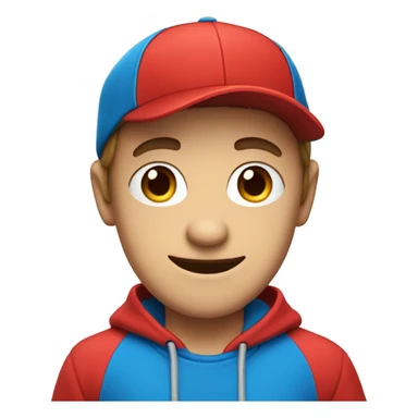 A youtuber with a red cap and a blue hoodie makes a thumb up sticker