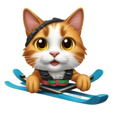 Calico cat on skis sticker