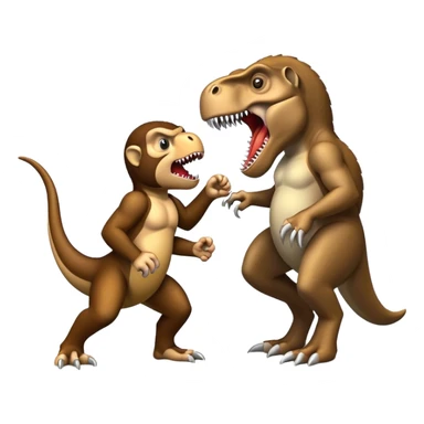 Tyrannosaurus rex versus a monkey battle sticker
