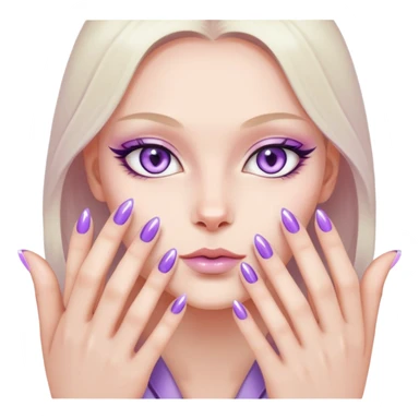 Light purple cat eye nails on fingers  sticker