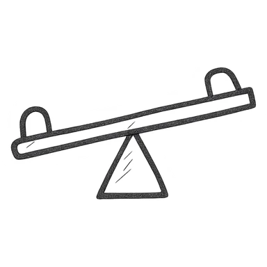 a seesaw, hand drawn with black outlines, no fill sticker