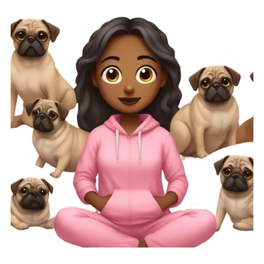 Girl in pink sweats with pugs laying on her bed sticker