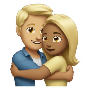 Blond man and hispanic woman hug each other sticker