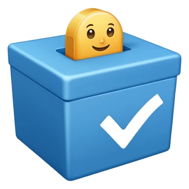 Blue box with a blue check in side sticker