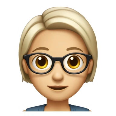 "A cute, round-faced woman with fair skin, large eyes, and a small mouth. She wears glasses and has a short bob haircut. She is an 8-year-experienced manager at a senior level. sticker