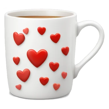 White mug with tiny red hearts on it sticker