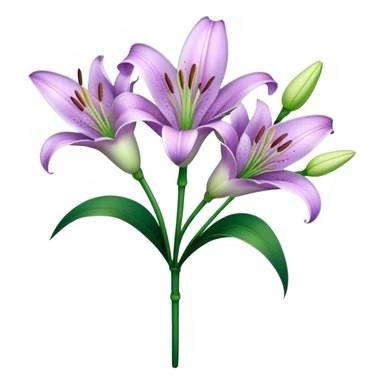 bouquet Light Purple Lily, luxuriant, stem, leaf, bud sticker
