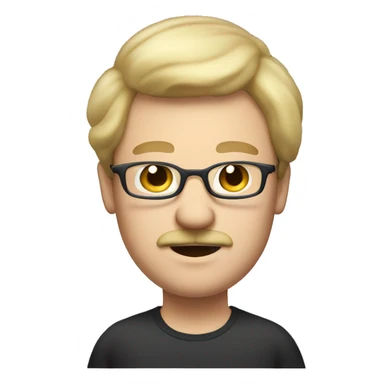 A blonde chubby man with a moustache and medium long hair and glasses sticker