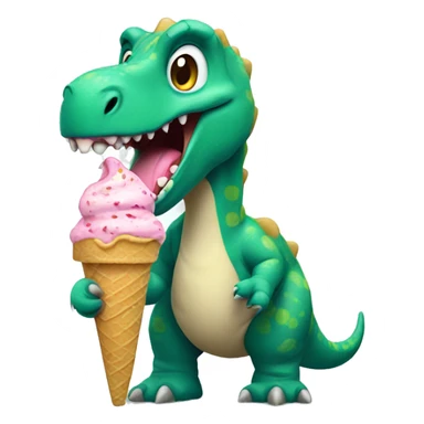 Dinosaur eating ice cream sticker