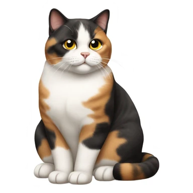 Realistic fat calico cat sticker