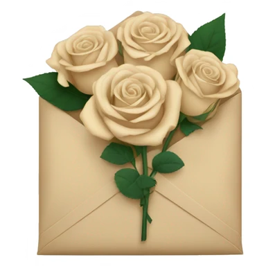 Beige roses in an envelope sticker