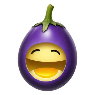 Smiley face eating egg plant sticker
