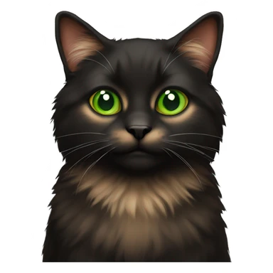 black and brown furry cat with green eyes sticker