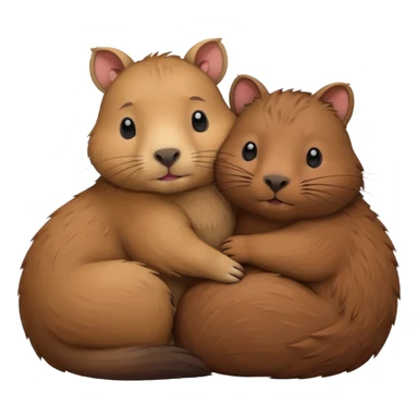 capybara and a cat cudding with each other sticker