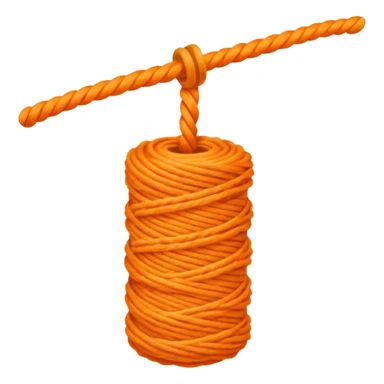 orange yarn on a bobbin sticker