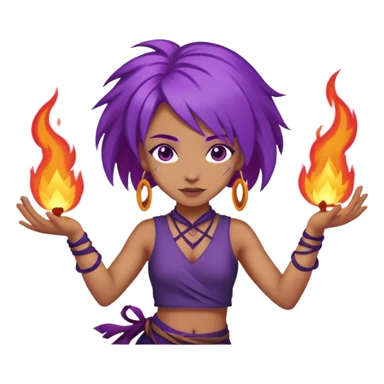 Poi fire dance, purple hair sticker