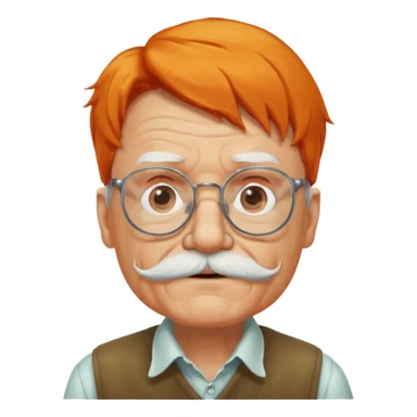 old man, orange hair, white mustache, wearing glasses sticker