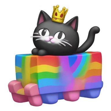 Nyan Cat King Full body  black and white with rainbow box covering it’s whole back sticker