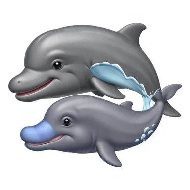 dolphin + hippo sticker