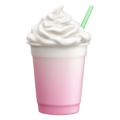 Clear grande cup with light pink drink on top and white whipped cream sticker