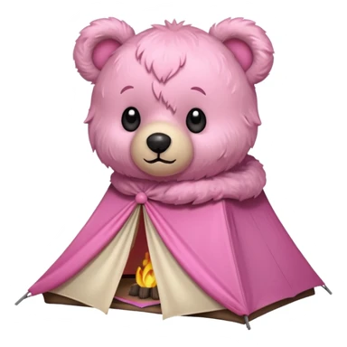  Teddy bear camping pink sticker