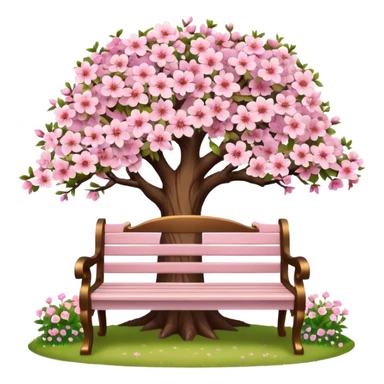 beautiful bench and beautiful blooming tree sticker