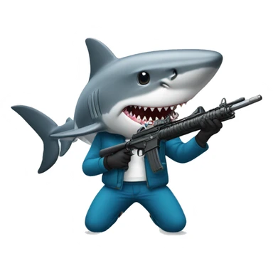 memoji shark with gun sticker