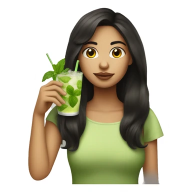 Girl with dark hair and light skin colour drinking a mojito sticker