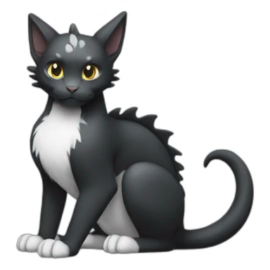 Sitting-Black-and-White-cat-dragon-type-pokemon sticker