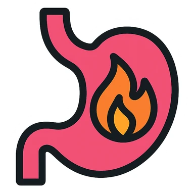 simple stomach icon with fire sticker