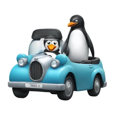 penguin and penguin driving a car sticker