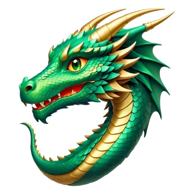 cinematic-noble-dragon-portrait-emoji,-poised-and-majestic,-with-a-sinuous,-elongated-build-and-shimmering,-scale-covered-skin-in-hues-of-emerald-and-gold,-piercing,-fiery-eyes,-simplified-yet-sharp-and-sophisticated-features,-highly-detailed sticker