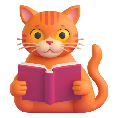red cat reading a book sticker
