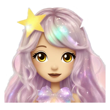 hime gyaru girl, iridescent fairy, glitter, sparkle, beautiful long hair, stars sticker