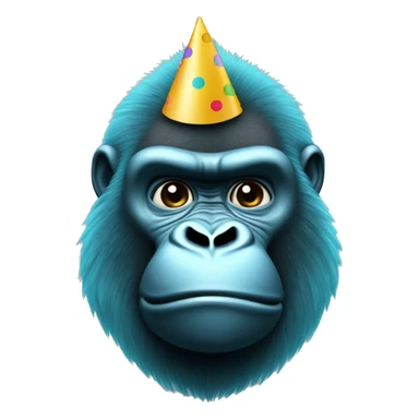 iPhone gorilla that’s cyan with a party hat emoji iPhone type sticker