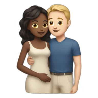 asina woman and white men cuddle virtually sticker