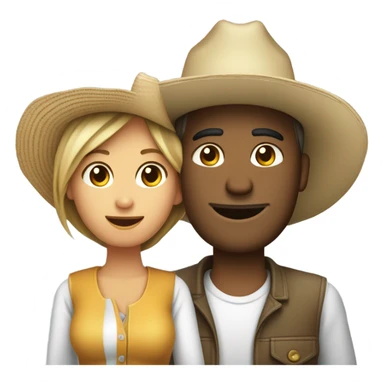 Mujer y Hombre con sombreros de campo   sticker