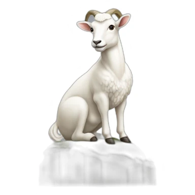 Une chèvre assis à côté d'une statue de l'île de Pâques sticker