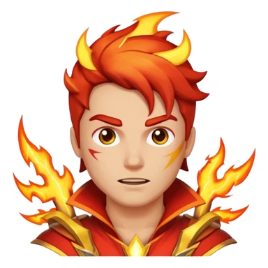 A hero standing tall, with lightning bolts and fire surrounding them sticker