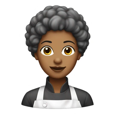 Generate a emoji of an afro woman, with short hair. dressed as a cheff sticker