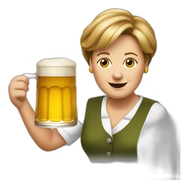 merkel with a beer sticker