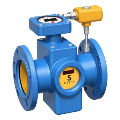 Mini caudalímetro color azul con brida y el medior tipo digital sticker