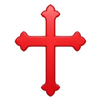 A bright crimson cross with smooth edges and balanced proportions. Clean emoji style sticker