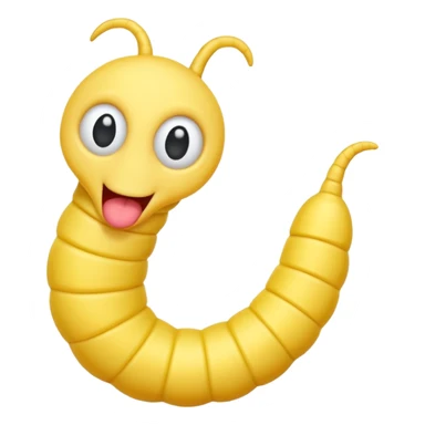 Yellow worm with a weird head sticker
