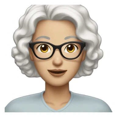 Mom with white hair blue eyes black glasses sticker