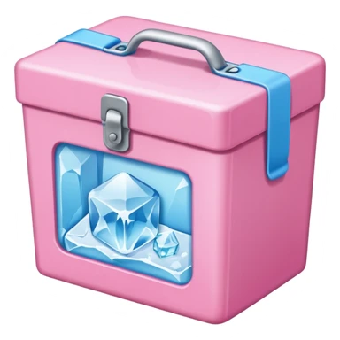 a rectangle pink box with ice sticker